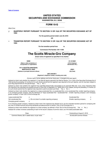 Thumbnail ScottsMiracle-Gro 10-Q Quarterly Report FY2018 