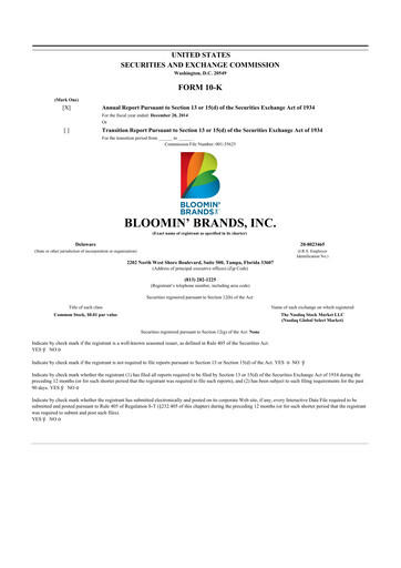 Thumbnail Bloomin' Brands 10-K Annual Report 2014