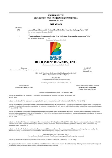 Thumbnail Bloomin' Brands 10-K Annual Report 2015