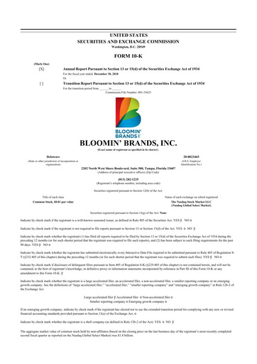 Thumbnail Bloomin' Brands 10-K Annual Report 2018