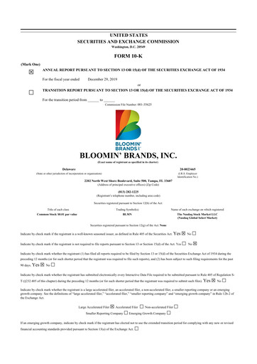 Thumbnail Bloomin' Brands 10-K Annual Report 2019