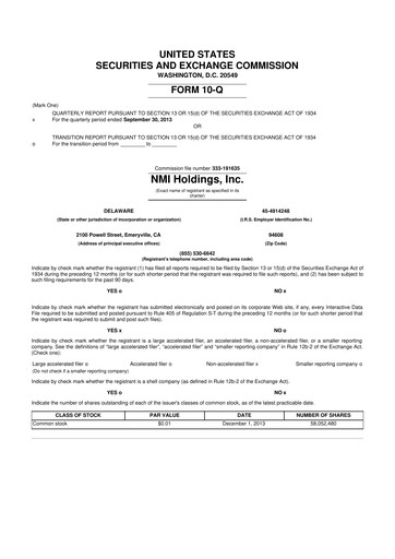 Thumbnail NMI Holdings
 10-Q Quarterly Report FY2013 
