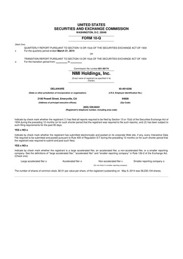 Thumbnail NMI Holdings
 10-Q Quarterly Report FY2014 