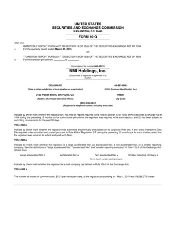 Thumbnail NMI Holdings
 10-Q Quarterly Report FY2015 