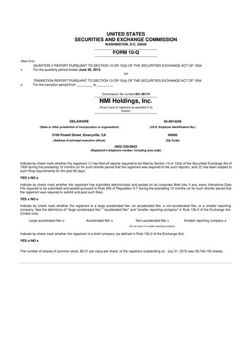 Thumbnail NMI Holdings
 10-Q Quarterly Report FY2015 