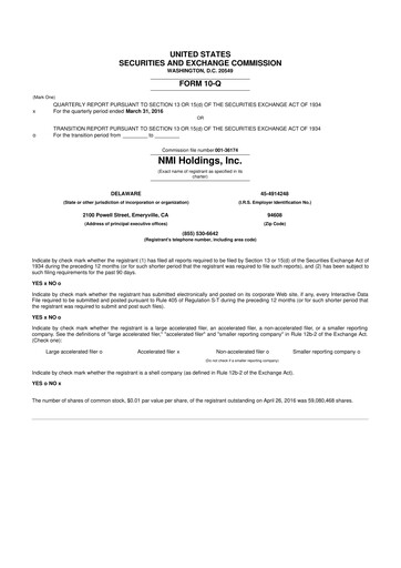 Thumbnail NMI Holdings
 10-Q Quarterly Report FY2015 