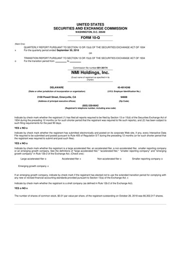 Thumbnail NMI Holdings
 10-Q Quarterly Report FY2018 