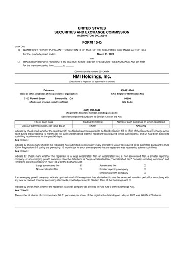 Thumbnail NMI Holdings
 10-Q Quarterly Report FY2020 