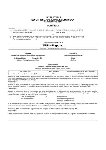 Thumbnail NMI Holdings
 10-Q Quarterly Report FY2020 