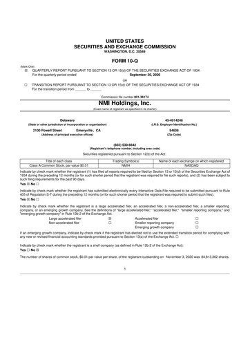 Thumbnail NMI Holdings
 10-Q Quarterly Report FY2020 