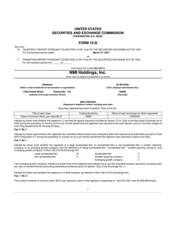 Thumbnail NMI Holdings
 10-Q Quarterly Report FY2021 