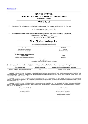 Thumbnail Ekso Bionics
 10-Q Quarterly Report FY2019 