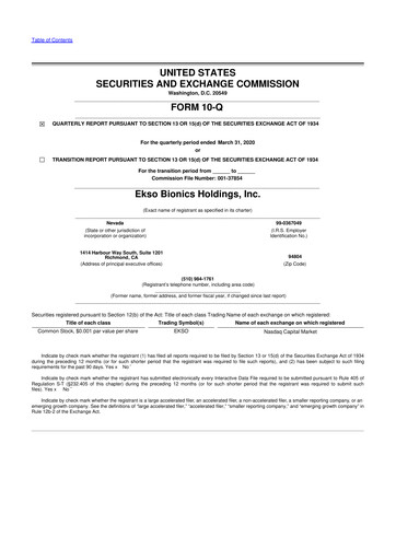 Thumbnail Ekso Bionics
 10-Q Quarterly Report FY2020 