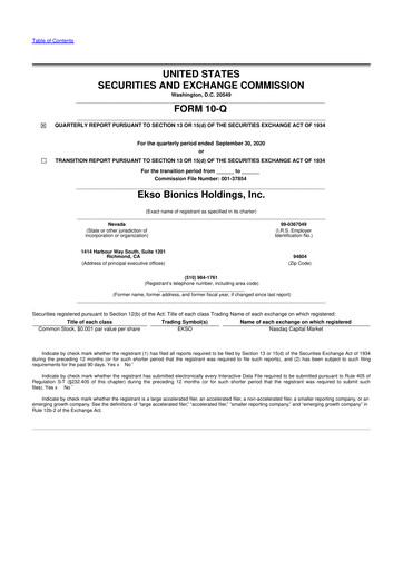 Thumbnail Ekso Bionics
 10-Q Quarterly Report FY2020 