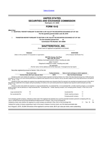 Thumbnail Shutterstock 10-Q Quarterly Report FY2019 