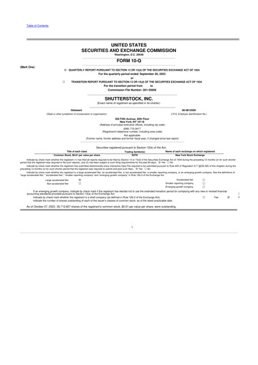 Thumbnail Shutterstock 10-Q Quarterly Report FY2023 