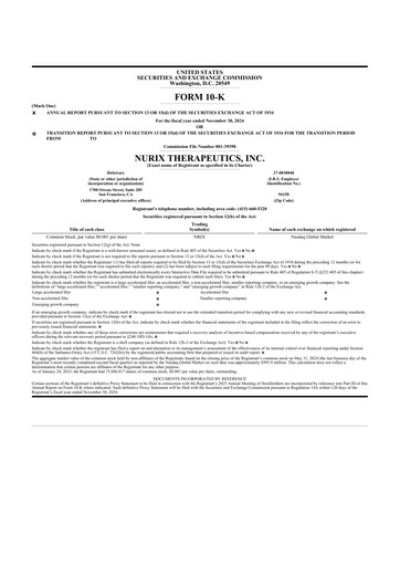 Thumbnail Nurix Therapeutics 10-K Annual Report 2024