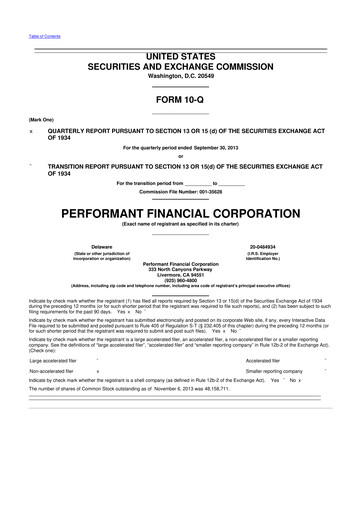 Vorschaubild Performant Healthcare 10-Q Quartalsbericht 2013 