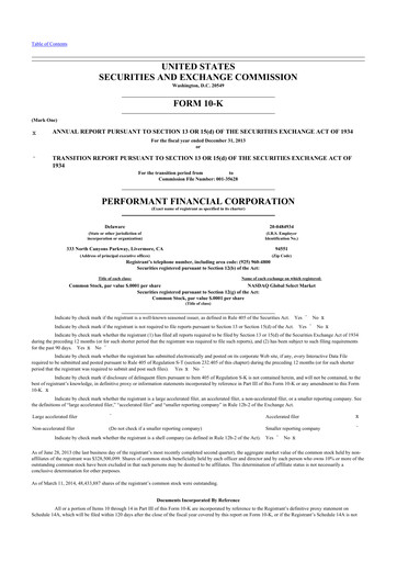 Thumbnail Performant Healthcare 10-K Annual Report 2013