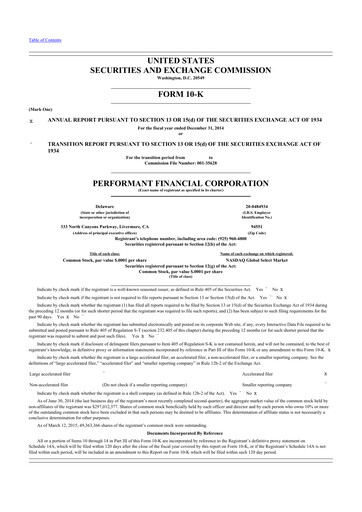 Thumbnail Performant Healthcare 10-K Annual Report 2014