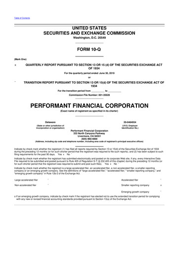 Vorschaubild Performant Healthcare 10-Q Quartalsbericht 2019 