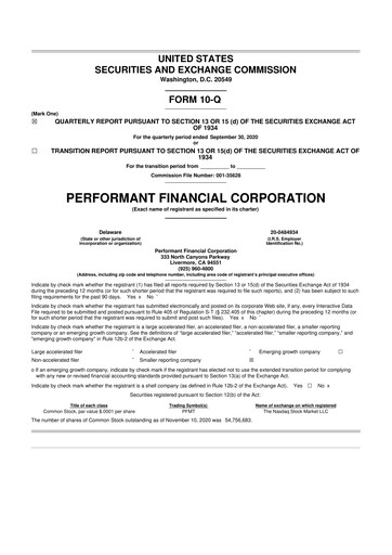 Vorschaubild Performant Healthcare 10-Q Quartalsbericht 2020 