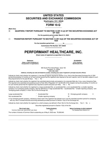 Vorschaubild Performant Healthcare 10-Q Quartalsbericht 2025 
