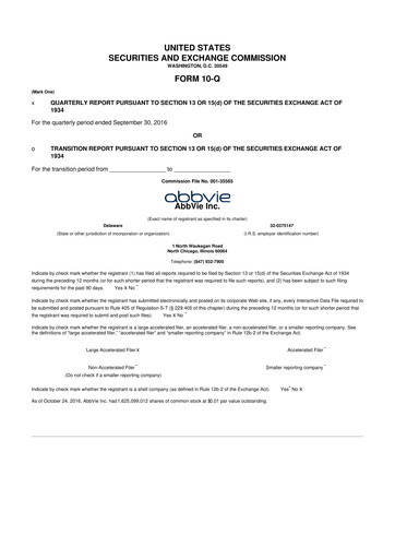 Thumbnail AbbVie 10-Q Quarterly Report FY2016 
