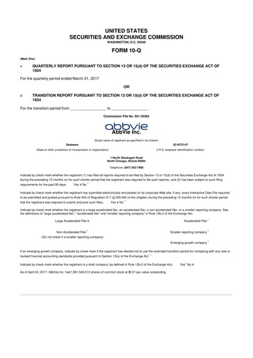 Thumbnail AbbVie 10-Q Quarterly Report FY2017 