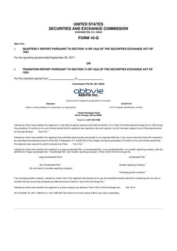 Thumbnail AbbVie 10-Q Quarterly Report FY2017 