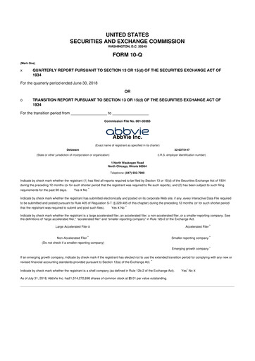 Thumbnail AbbVie 10-Q Quarterly Report FY2018 