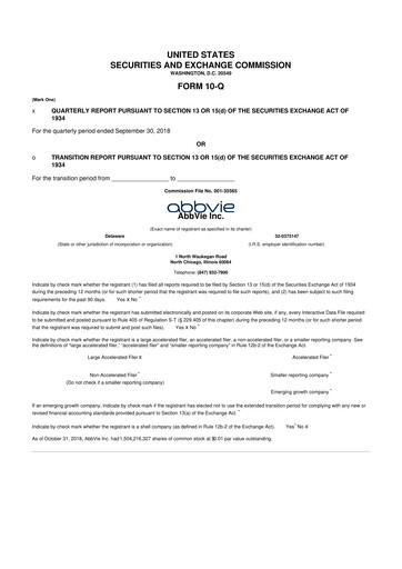 Thumbnail AbbVie 10-Q Quarterly Report FY2018 