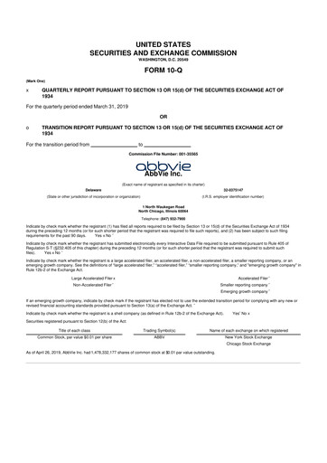 Thumbnail AbbVie 10-Q Quarterly Report FY2019 