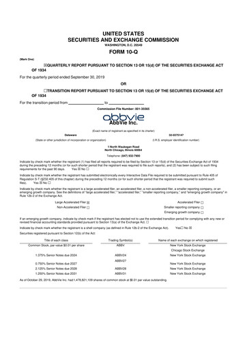 Thumbnail AbbVie 10-Q Quarterly Report FY2019 