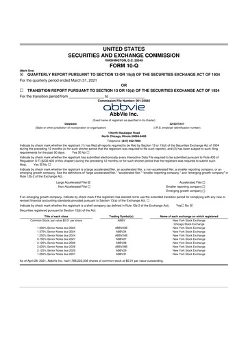 Thumbnail AbbVie 10-Q Quarterly Report FY2021 