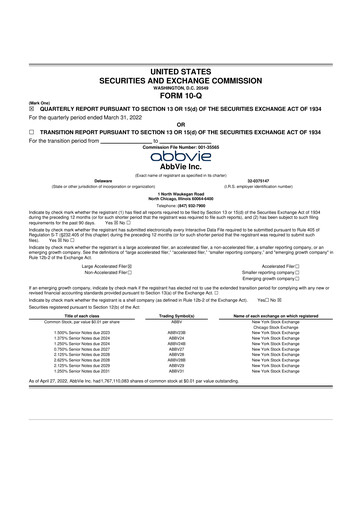 Thumbnail AbbVie 10-Q Quarterly Report FY2022 