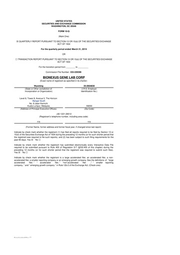 Thumbnail BioNexus Gene Lab 10-Q Quarterly Report FY2019 