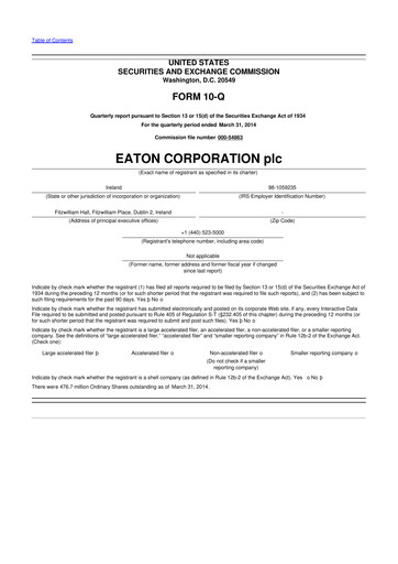 Thumbnail Eaton 10-Q Quarterly Report FY2014 