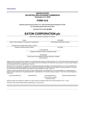 Thumbnail Eaton 10-Q Quarterly Report FY2014 