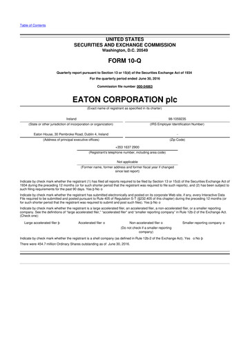 Thumbnail Eaton 10-Q Quarterly Report FY2016 