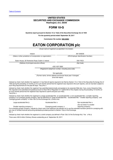 Thumbnail Eaton 10-Q Quarterly Report FY2017 