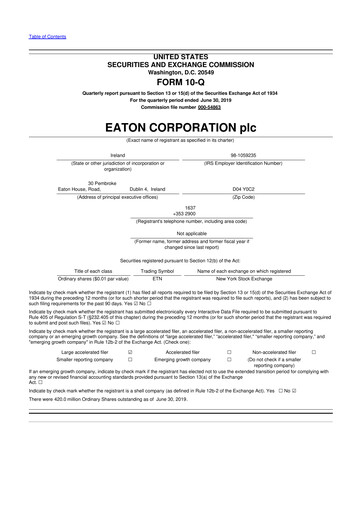 Thumbnail Eaton 10-Q Quarterly Report FY2019 