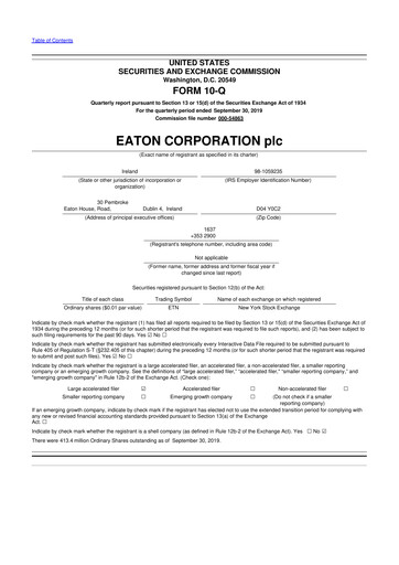 Thumbnail Eaton 10-Q Quarterly Report FY2019 