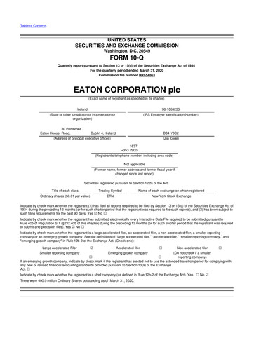 Thumbnail Eaton 10-Q Quarterly Report FY2020 