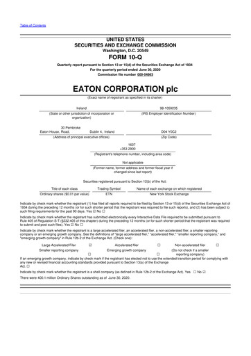 Thumbnail Eaton 10-Q Quarterly Report FY2020 