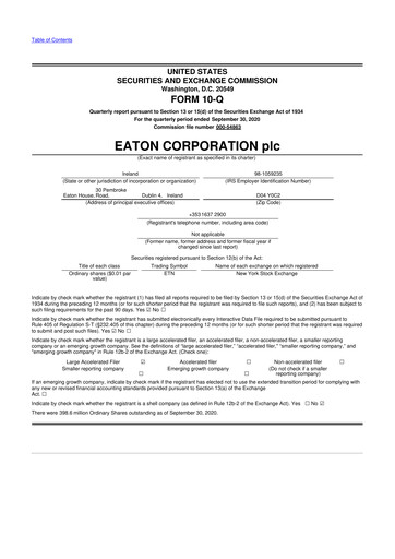 Thumbnail Eaton 10-Q Quarterly Report FY2020 