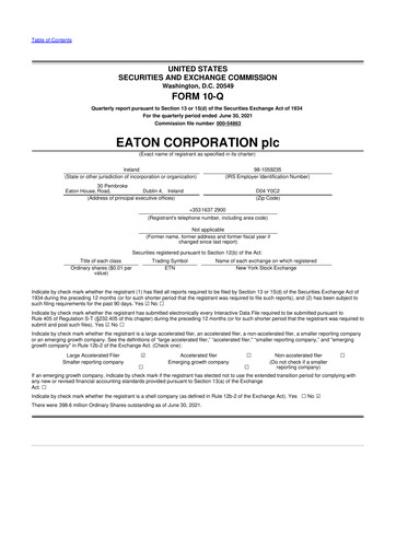 Thumbnail Eaton 10-Q Quarterly Report FY2021 