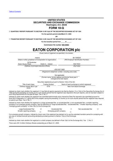 Thumbnail Eaton 10-Q Quarterly Report FY2025 