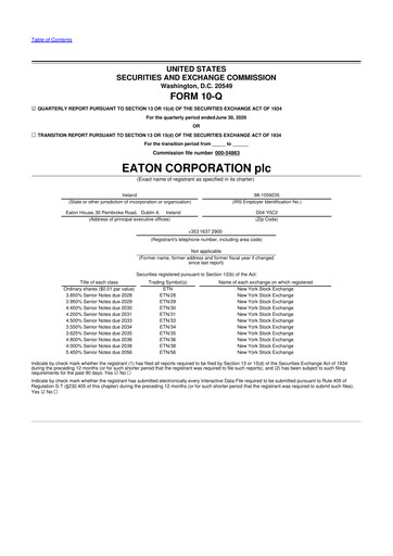 Thumbnail Eaton 10-Q Quarterly Report FY2026 
