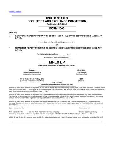 Thumbnail MPLX 10-Q Quarterly Report FY2013 